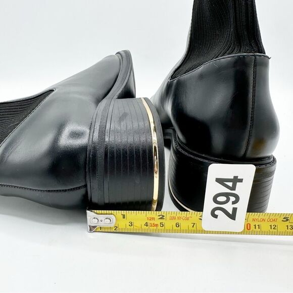 Zara Metal Trim Chunky Heel Black Chelsea Ankle Boots Sz 41 10.5 - Picture 12 of 15